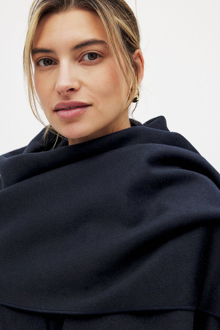 Wool Blend Scarf Detail Coat