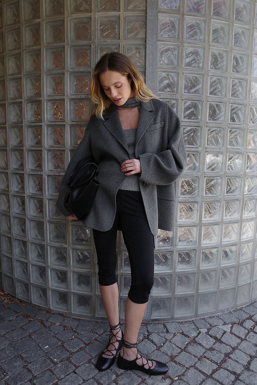 Na-kd Oversized Wool Blend Sleeve Detail Short Coat