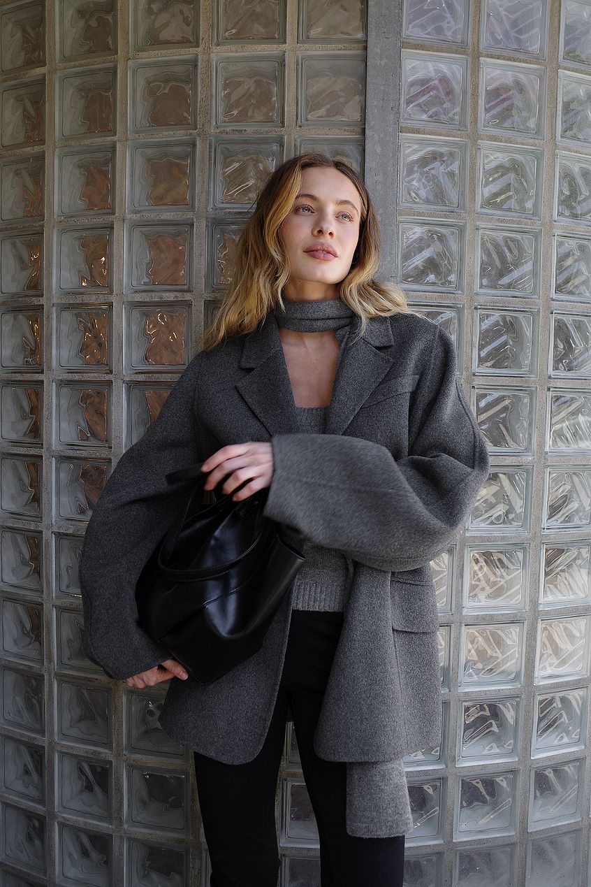Na-kd Oversized Wool Blend Sleeve Detail Short Coat