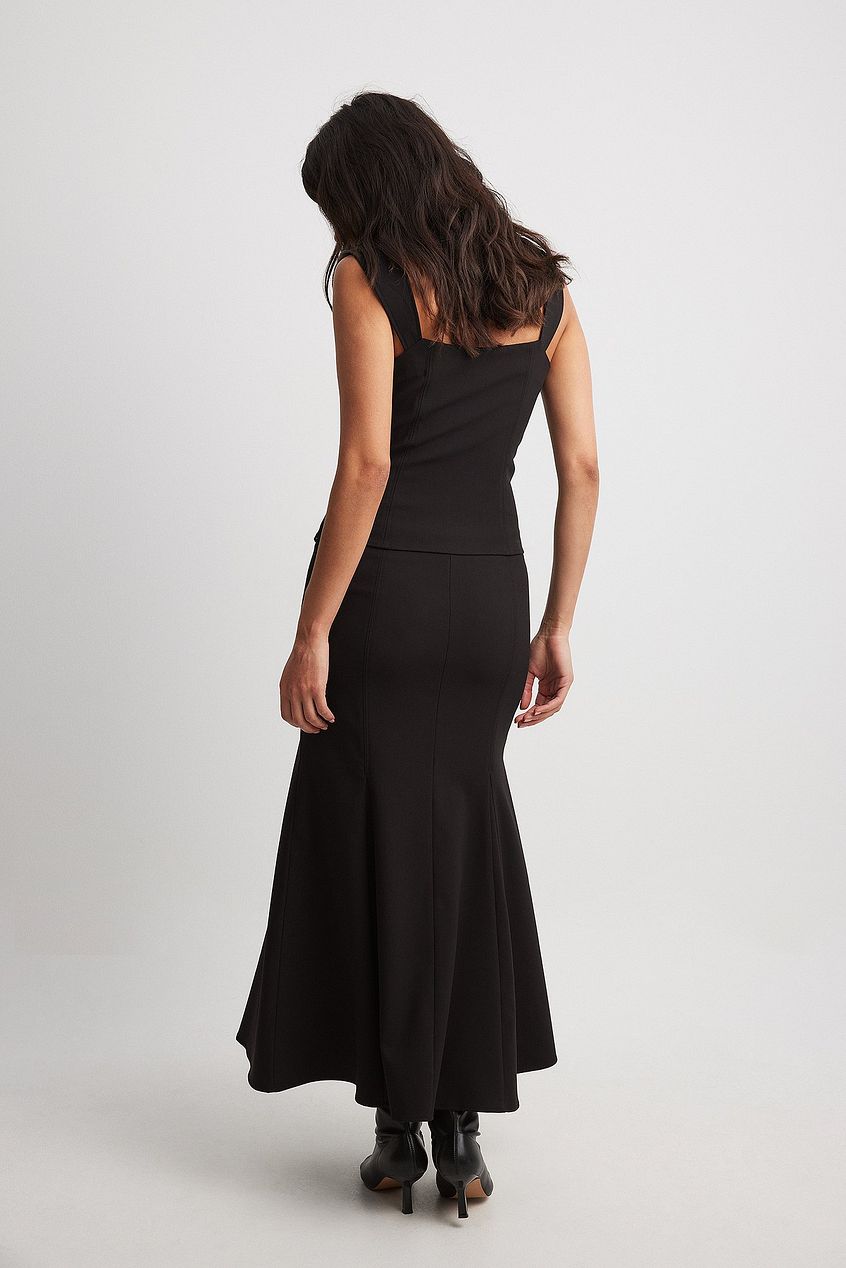 Woven Fitted Midi Skirt