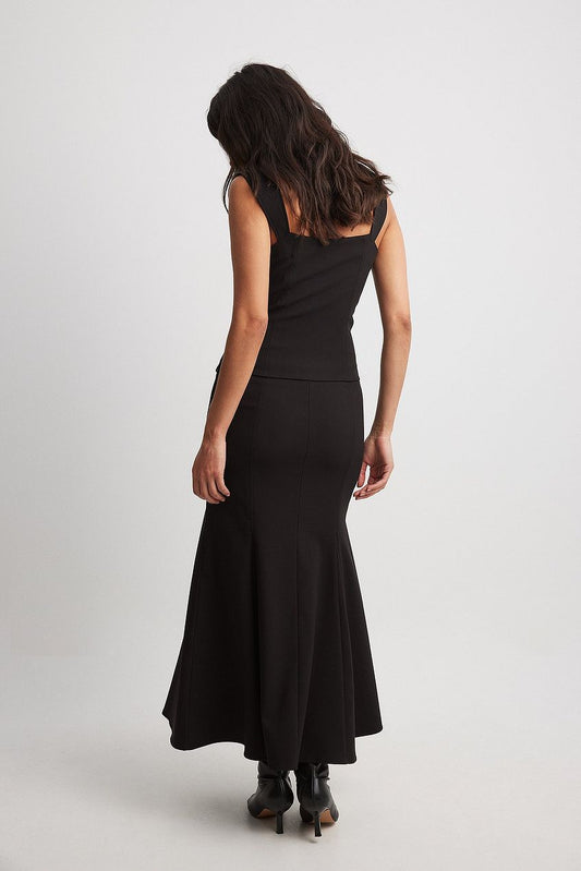 Woven Fitted Midi Skirt