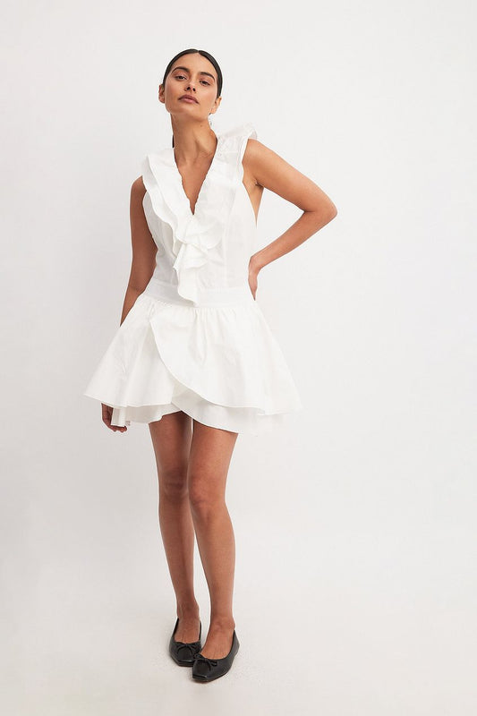 Woven Flounce Detail Mini Dress