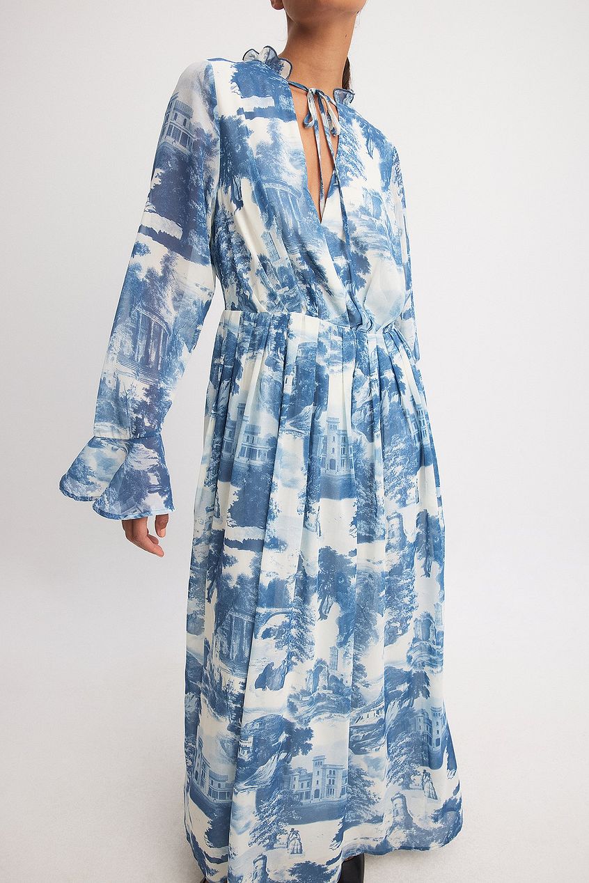 Woven V-neck Maxi Dress