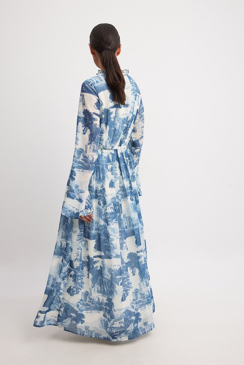 Woven V-neck Maxi Dress