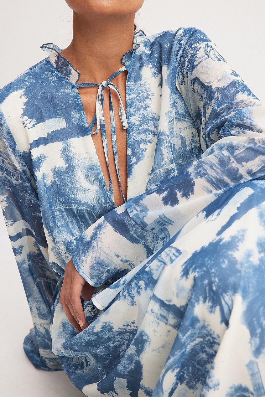 Woven V-neck Maxi Dress
