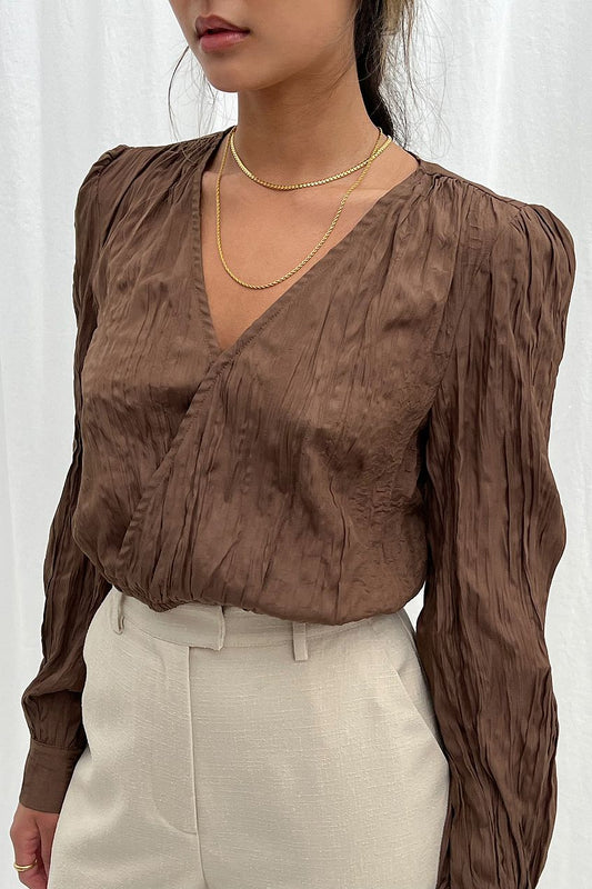 Wrap Front Structured Blouse