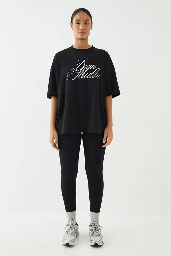 DSGN Studio DSGN Studio Script Embroidered Crew Neck Oversized T-Shirt