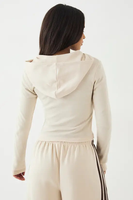 DSGN Studio Zip Through Hooded Rib Top