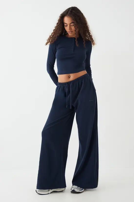 DSGN Studio Embroidered Rib Wide Leg Trouser