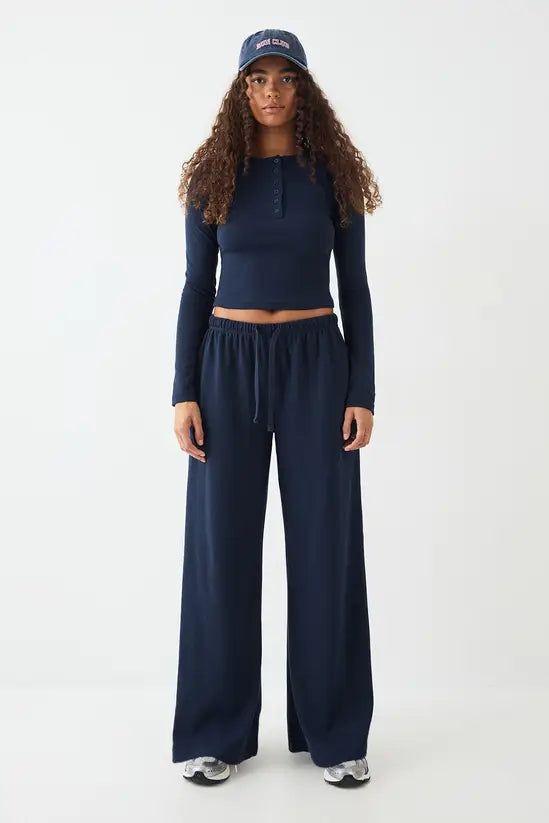 DSGN Studio Embroidered Rib Wide Leg Trouser