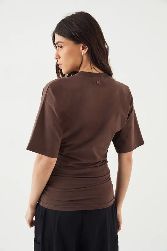 DSGN Studio Ruched Side Cinched Short Sleeve Top