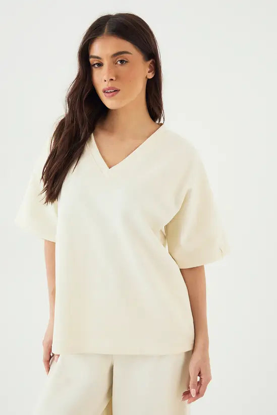 DSGN Studio Interlock V Neck Oversized T-Shirt