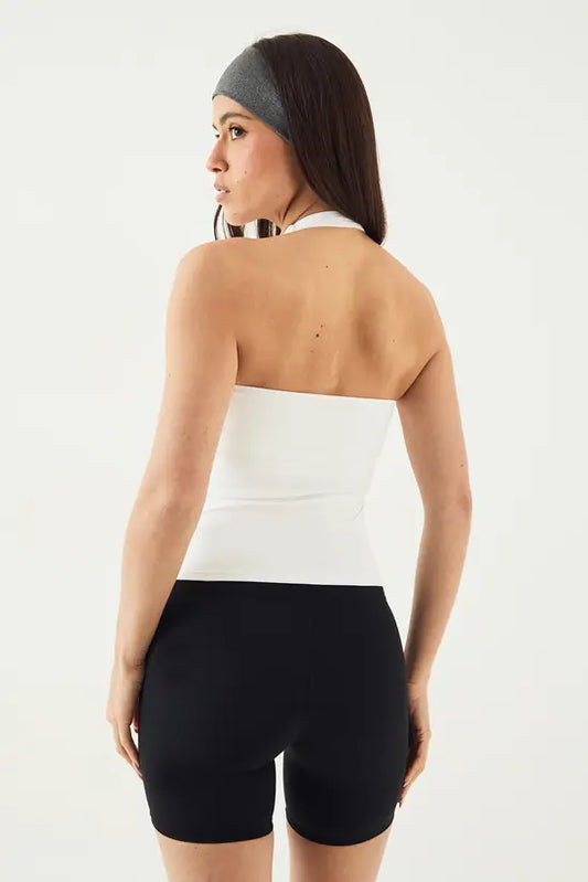 DSGN Studio Sports Sculpt Seam Detail Padded Halterneck Top