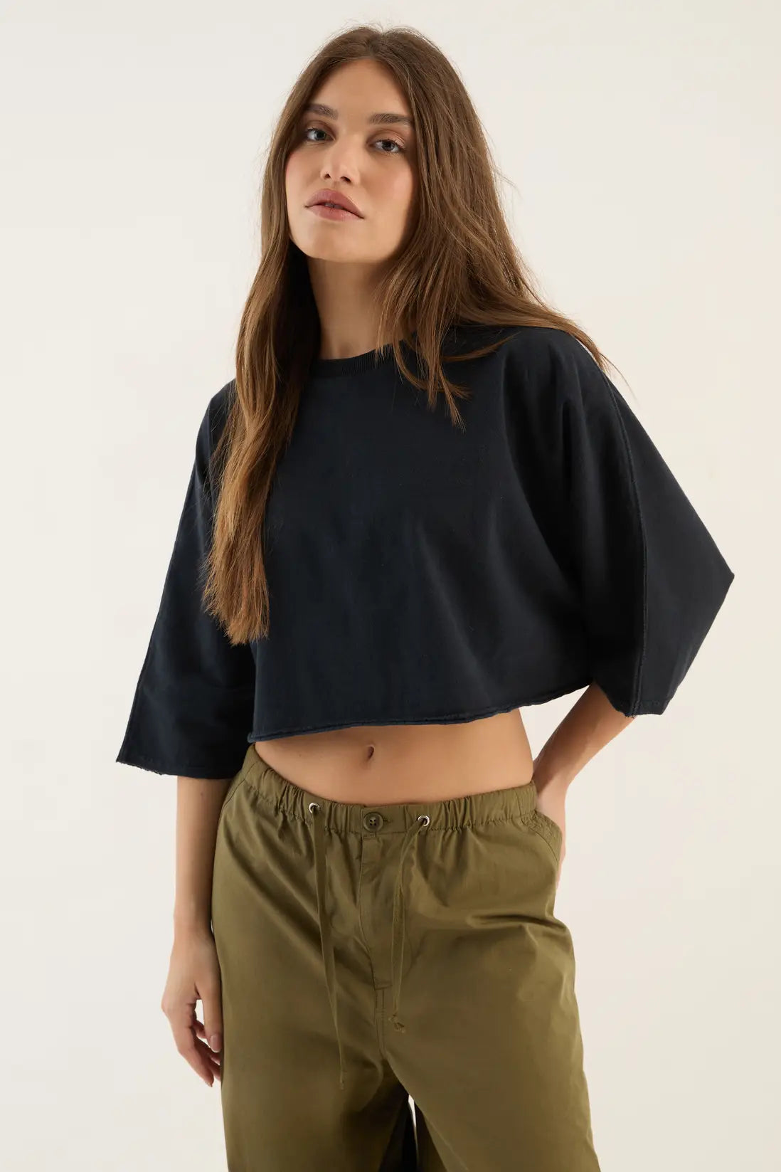 DSGN Studio DSGN Studio Heavyweight Washed Oversized Short Sleeve Crop T-Shirt